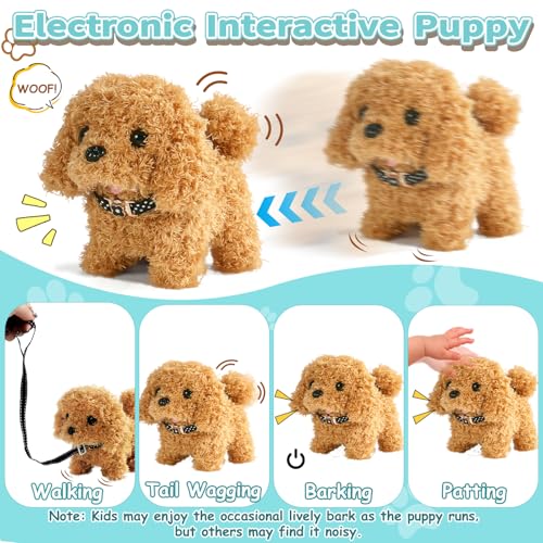 TONZE Hund Spielzeug Kinder Spielzeug Ab 2 3 4 Jahre Mädchen Dog Spiel Kuscheltier Hund Mit Leine der Läuft und Bellt Interaktiver Laufender Hund Für Kinder Junge Mädchen 2 3 4 Jahre Geschenkideen