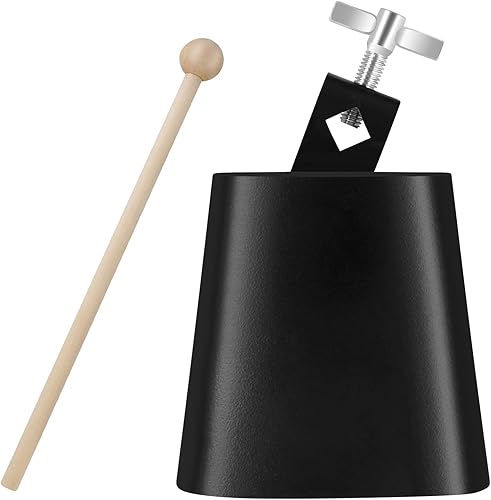 Eastrock Campanas de vaca de acero de 4 pulgadas para hacer ruido, campanas de percusión de mano con palo para juego de batería