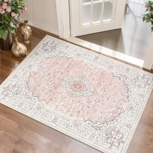Tapete decorativo Brakki 2x3 Floral rosa lavable miniatura 1