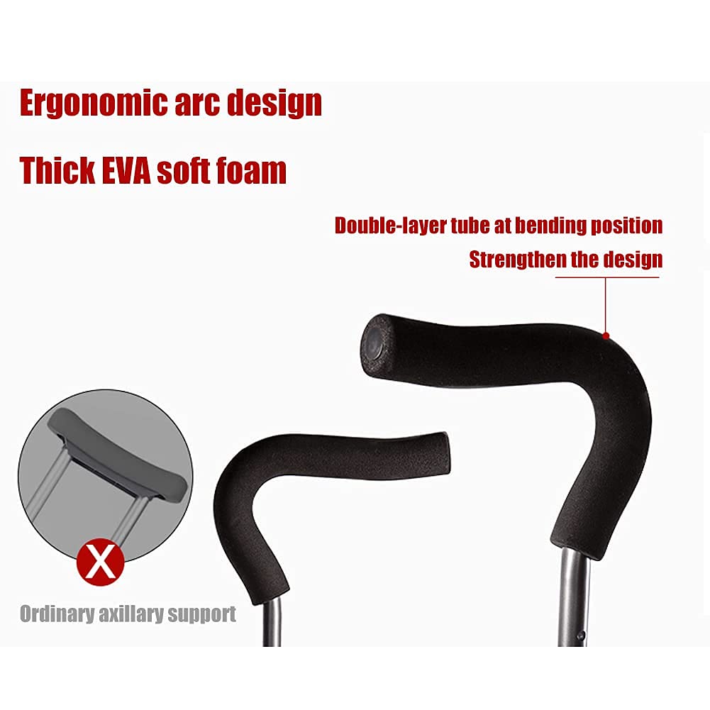 Muleta ergonómica para axilas, diseño plegable para adultos y niños, soporte de brazo, altura ajustable, soporta hasta 285 libras