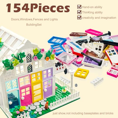 150+ Pieces Windows and Doors Fences MOC Building Block Toy Set Creative House Architecture Accessories DIY Building Bricks Kit Compatible with Major Brands Gift for Kids Ages 6+ Yrs - Image 7