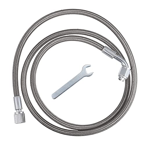 X AUTOHAUX 4AN Turbo Oil Feed Line 48" Turbo Feed Line Braided 90 Degree