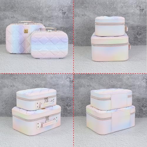 Image of NFI essentials Printed Makeup Box Set of 2 Cosmetic Box Jewellery Bridal Box Trousseau Box Vanity Beauty Case Organizer for Wedding Makeup Bag for Bride