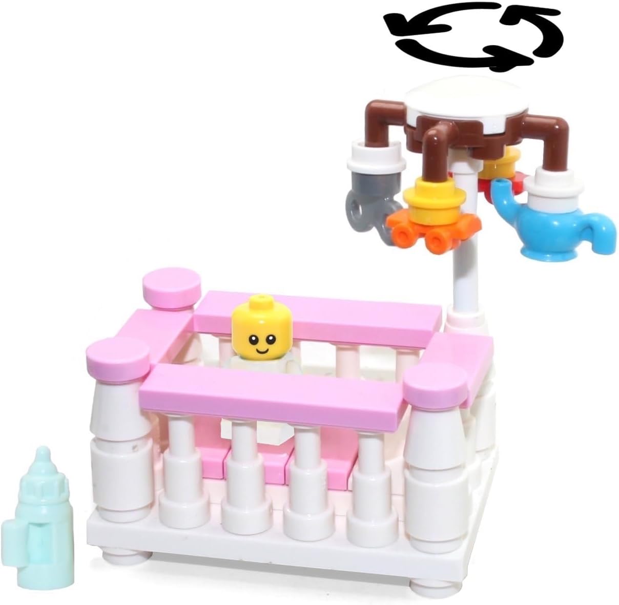 LEGO Baby MiniFigure in Girl Crib (with Spinning Mobile) Very Cute
