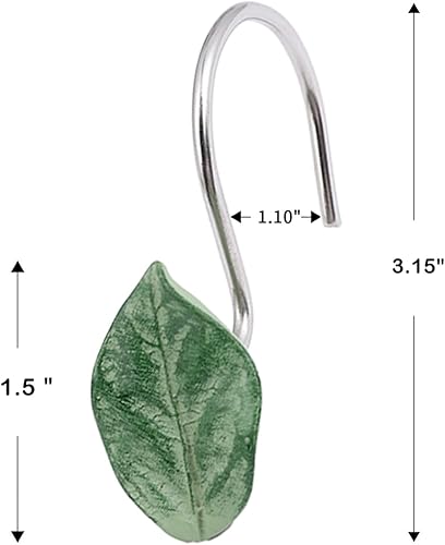 Miniatura 2 de Ganchos de cortina de ducha con diseño de rosas, 12 piezas de acero inoxidable antioxidante, pintadas a mano, de resina decorativa, para baño,