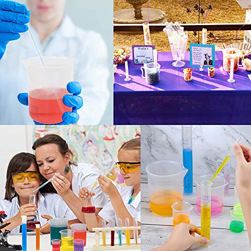 10 PCS Clear Plastic Graduated Cylinkers and Beakers Set,5 PCS Measuring Cylinker 10ml/25ml/50ml/100ml/250ml/ and 5 PCS Measuring Beaker 50ml/100ml/250ml/500ml/1000ml for School Science Lab,DIY - Thumbnail 2