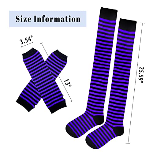 Image of Over Knee Rainbow Thigh High Socks Cosplay Accessories for Women Fashion Wild Long Striped Leg warmers