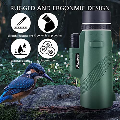 Pankoo 40X60 Monocular Telescope with Smartphone Holder & Tripod, 2022 Power Prism Compact Monoculars for Adults Kids, HD Monocular Scope for Bird Watching Hiking Concert Travelling (PA4060-6)