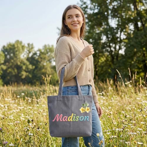 Bolso casual de pana personalizado con nombre miniatura 5