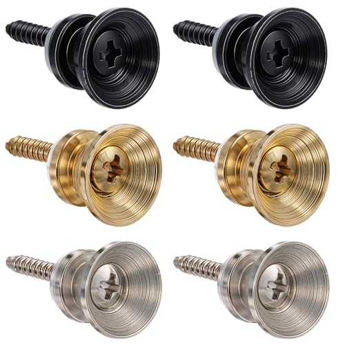 HJZHII 6 Pcs Guitar Strap Button, Metal Strap Buttons End Pins with Mounting Screws Guitar Strap Locks Pins Music Parts for Guitar Bass Ukulele Electric Acoustic Guitar(Clear)