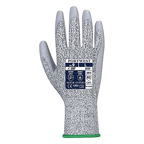 Portwest A620 Comfort LR Cut PU Palm Glove Grey, Small - Image 2