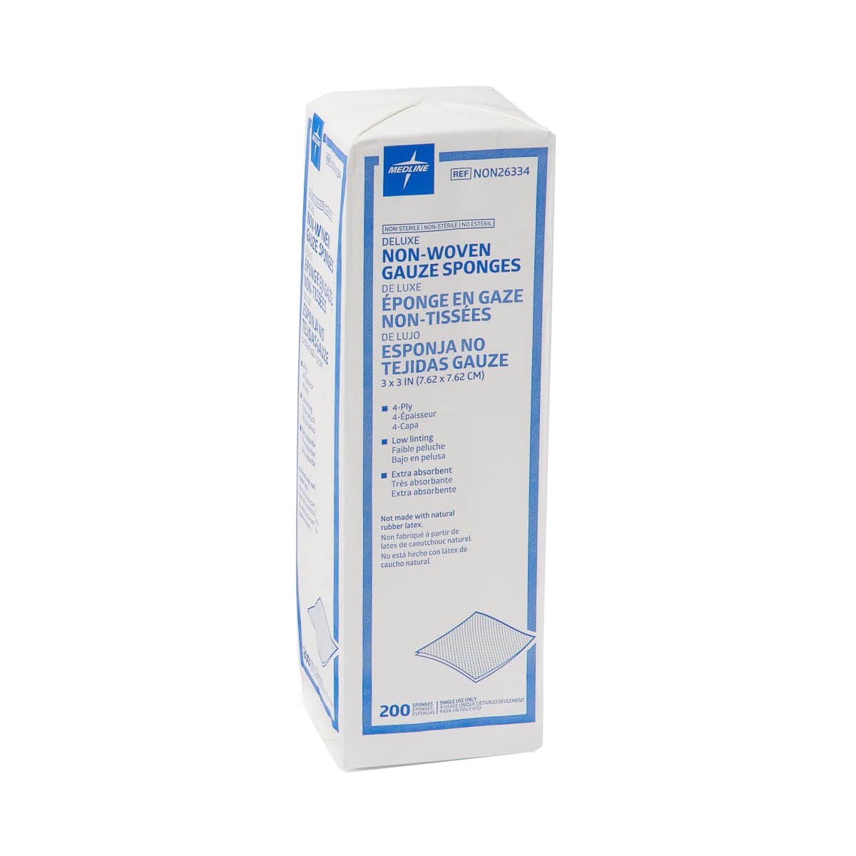 Medline Deluxe Non-Sterile Nonwoven 4-Ply Gauze Sponges, 4" x 4", Ideal for Wound Dressing, Pack of 200 — Amazon image 2