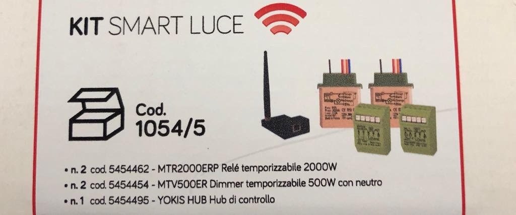 KIT SMART LUCE: N.2 RELE', N.2DIMMET TEMPORIZZABILI N.1 HUB DI CONTROLLO
