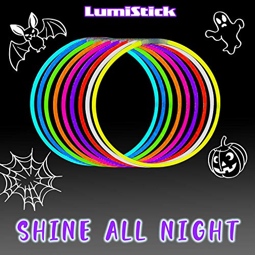 Lumistick 22 Inch Glow Stick Necklaces | Non-Toxic & Kids Safe Light Up Neckwear | Bendable Sticks with Connectors | Glows in The Dark Night Party Favor (Color Assortment, 50 Necklaces)