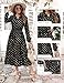 Maggeer Spring Winter Midi Dresses for Women 2025 Causal Church Teacher Work Smocked Modest A Line Fashion Long Sleeve Floral Dress with Pockets Black Gold M