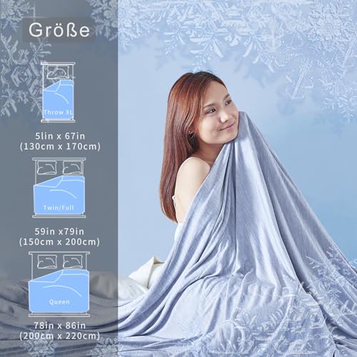 MH MYLUNE HOME Kühldecke Ultra Leichte Sommerdecke Arc-Chill Q-Max0.458 Kühlende Bettdecke 150x200 Sommerbettdecke Kuscheldecke Wohndecke Reisedecke Cooling Blanket (Blau, 150 x 200 cm)
