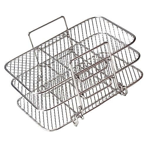 NULYLU 3 Layers Meat Dehydrator Rack Stainless Steel Air Fryer Grilling Stand Bread Oven Shelf Safe Healthy Dishwasher Safe