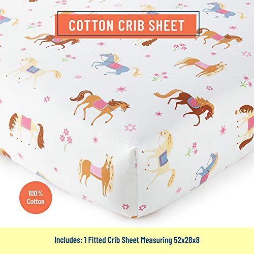 Wildkin Kids 100% Cotton Fitted Crib Sheet For Boys And Girls, Crib Sheets Measures 52 X 28 X 8 Inches, Kids Crib Sheets With Super Soft And Breathable Material (Horses) #TOP1