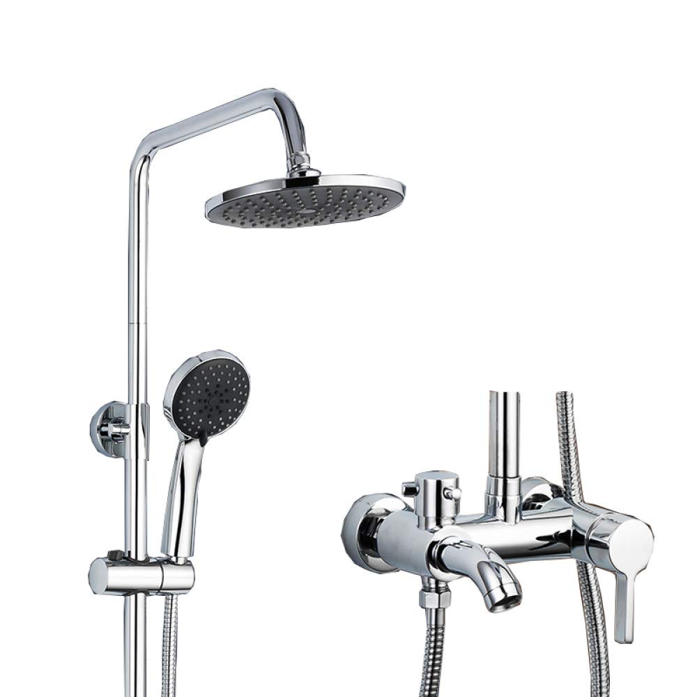 Robinet de douche mural effet pluie avec mitigeur chromé et pommeau laiton