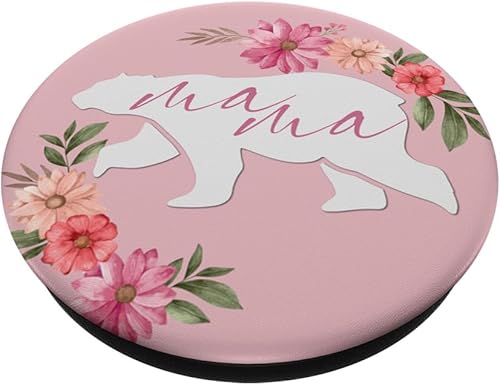 Miniatura 2 de Aesthetic Flowers Mama Bear Pink Background PopSockets PopGrip intercambiable
