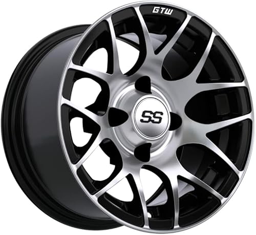 Miniatura 4 de GTW Combo de ruedas y neumáticos para carrito de golf de 12 pulgadas  GTW Pursuit mecanizadasruedas negras en neumáticos Mamba Street 21535-12 (18")