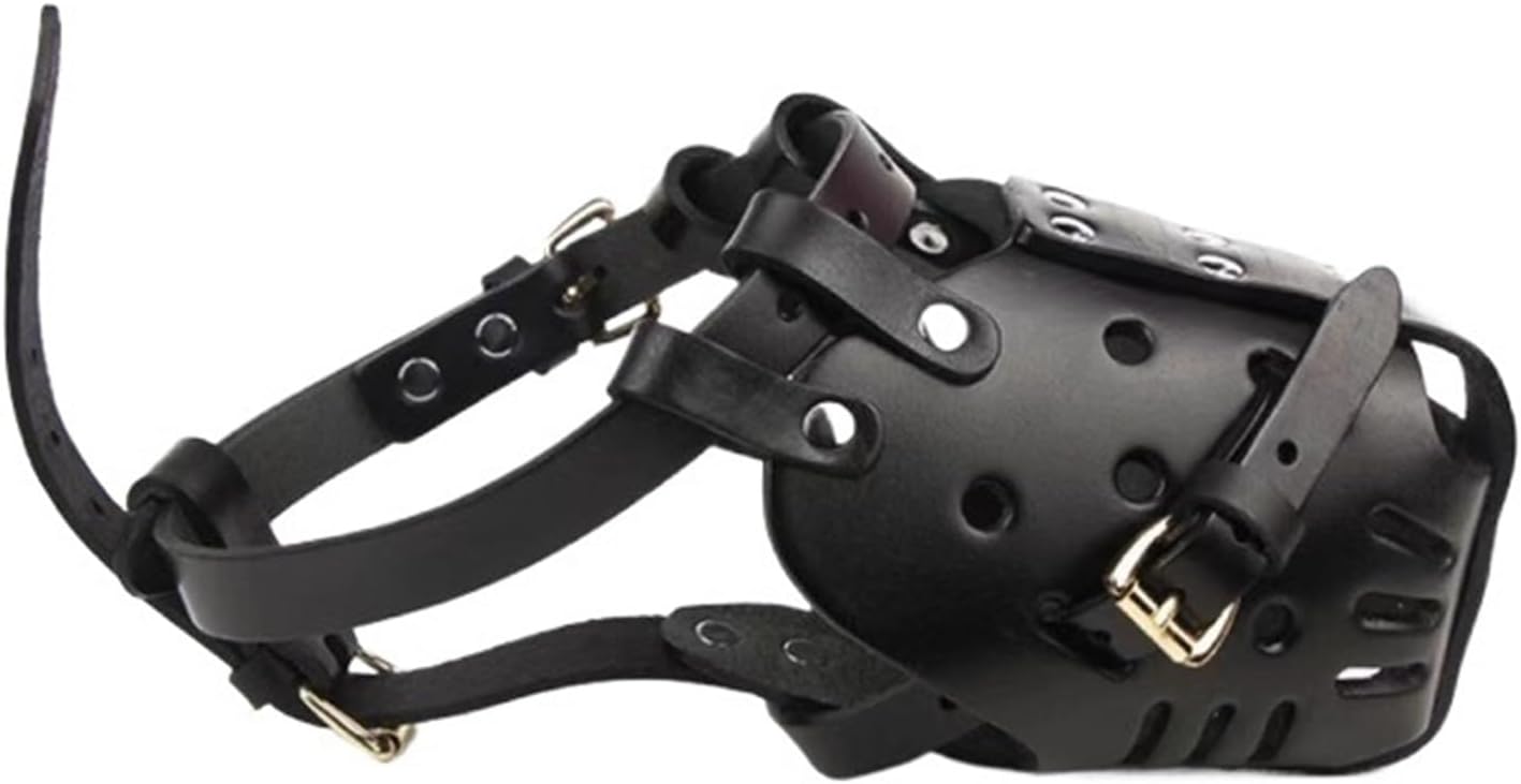 Leather Pet Dog Basket Muzzles Anti Bite Mouth Cage Training Defense Masks for Small/Large Dogs(M (20-35kg))