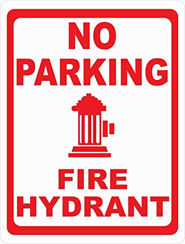 NDTS No Parking Fire Hydrant Sign Safety Do Not Block Hazard Lane Metal Sign Look Vintage Style Metal Sign 8X12 Inch