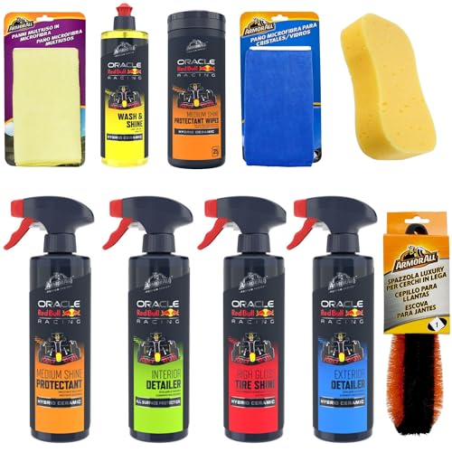 Armor All Kit Limpieza Coche Interior y Exterior, Pack 9 Productos Profesionales con Tecnología Cerámica SiO2, Limpiatapicerías, Cristales, Salpicadero, Llantas, Detailing Total