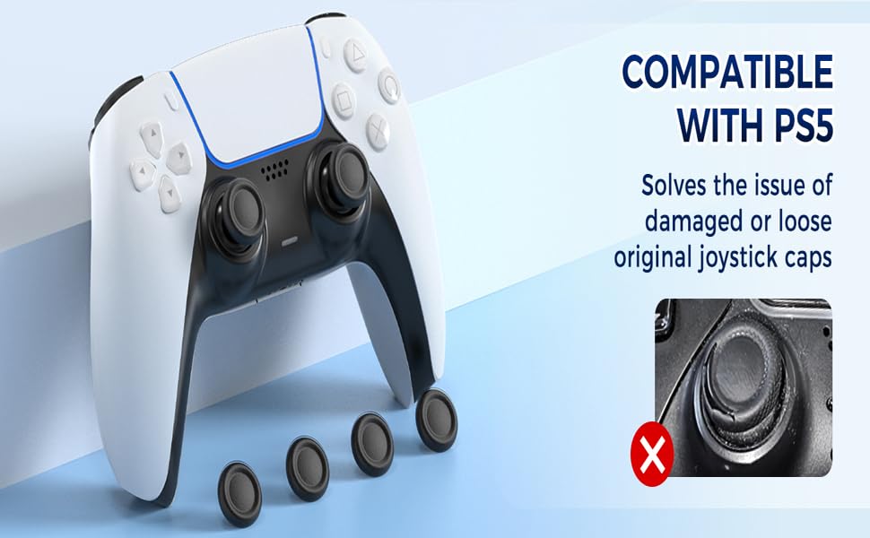 Image of New World Joystick Replacement Cap Thumb Grips for PS5 Controller, For PS5 Controller Button Analog Stick Covers, 3D Analog Cap Skin Replacement Part Repair Accessories, 8 PCS