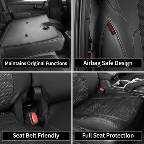 Image of EKR Tacoma Leather Car Seat Covers Custom Fit for Toyota Tacoma 2012 2013 2014 2015 (Regular Seats) - Truck Seat Covers Full Set,Faux Leather(Black /Gray Camo A122)