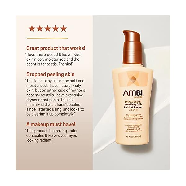 Ambi Even & Clear Daily Facial Moisturizer with SPF 30, 3.5 Ounce