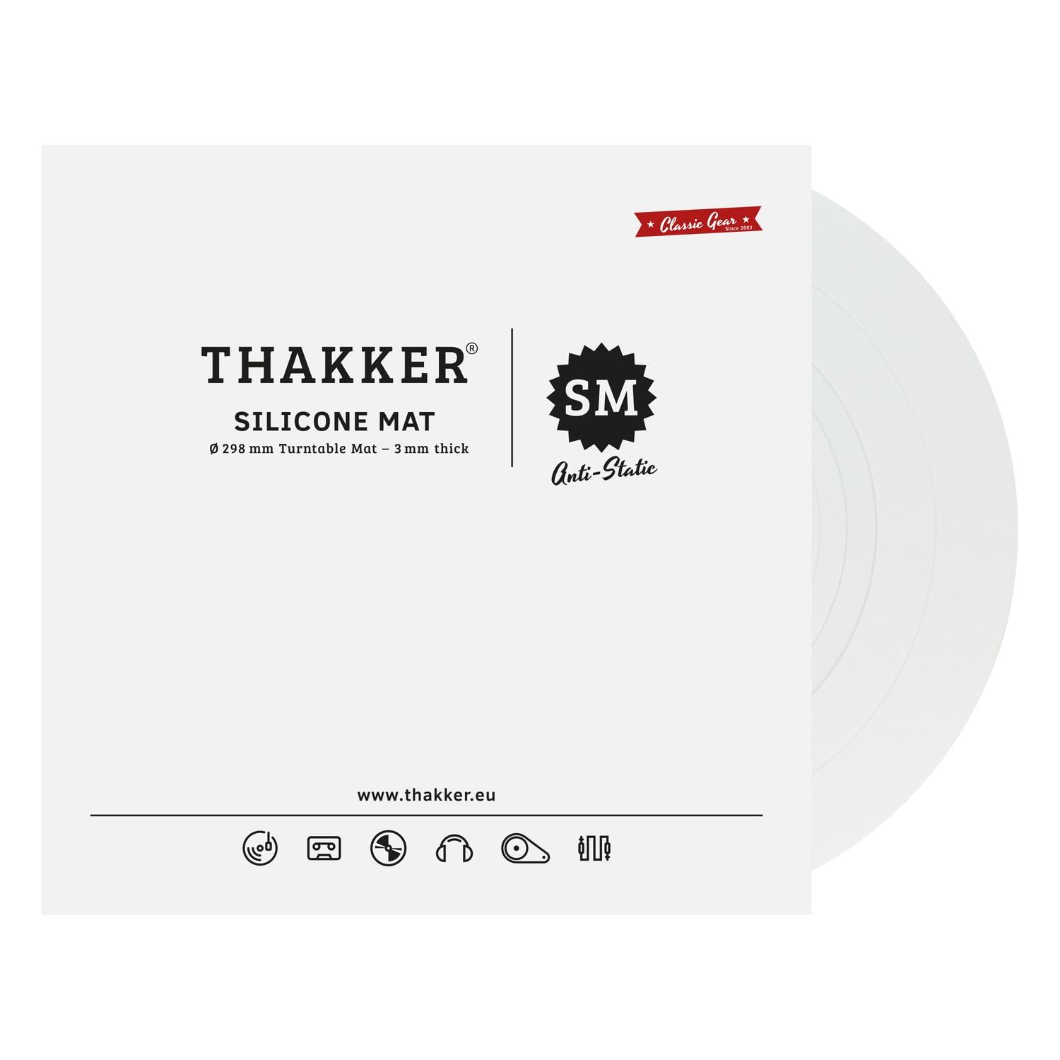 THAKKER Silicone Mat White - Tapis Silicone Antistatique pour Plateau tournant - Blanc | 3 mm d'épaisseur | 298 mm de diamètre | pour Plateau tournant de 12 Pouces