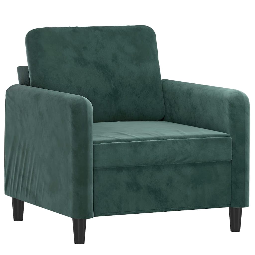 Fotel z taboretem ciemnozielony 60 cm aksamit, wytrzymały fotel relaksacyjny z podnóżkiem, wygodna tapicerowana sofa do salonu, sypialni, biura, maks. obciążenie 110 kg
