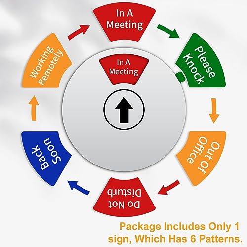 office door sign- do not disturbout of officeplease knockin a meetingworking remotelyback soon rotating privacy door sign conference 6 inch silver