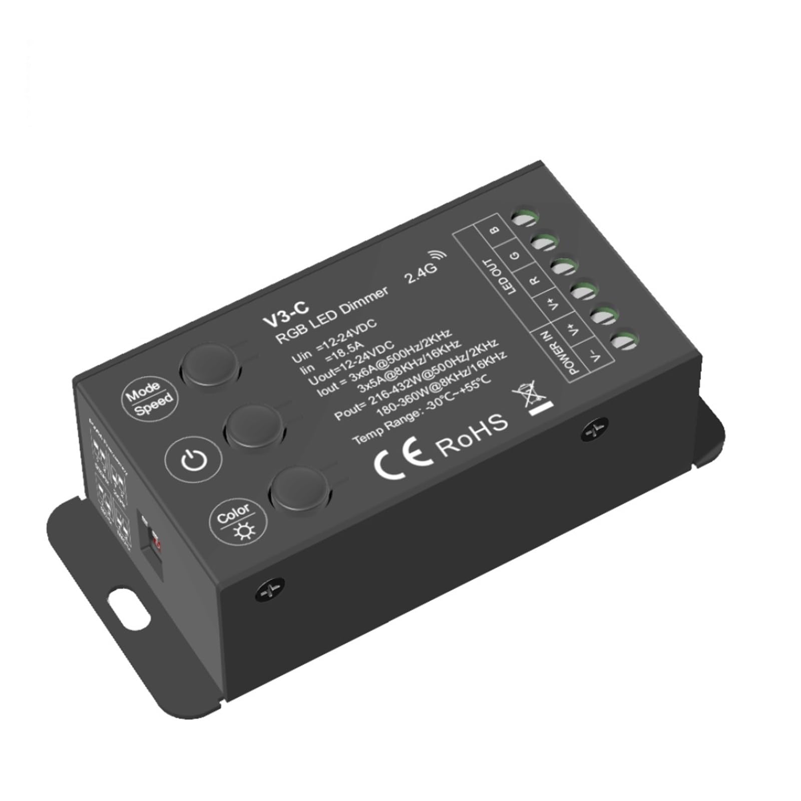 Regulador LED RGB inalámbrico de 3 botones para solucionar parpadeos en tiras LED 6