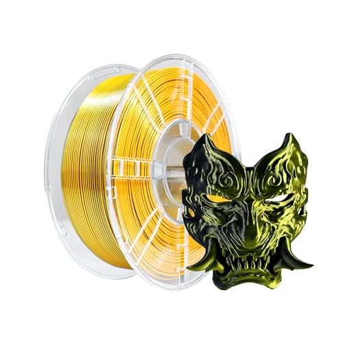Image of iBOSS PLA+ 3D Printer Filament, PLA Plus Filament 1.75mm Silk Black Gold Shiny Silk Dual Color Filament, 3D Printing Filament 1KG /2.2lb Dimensional Accuracy + /- 0.02mm Fit Most FDM Printers