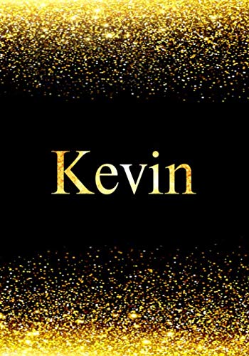 Kevin: Personalized Journal to Write In Notebook: Printed Glitter Black and Gold , Notebook Journal: 110 pages, 7x10 inch. Christmas gift , birthday gift idea