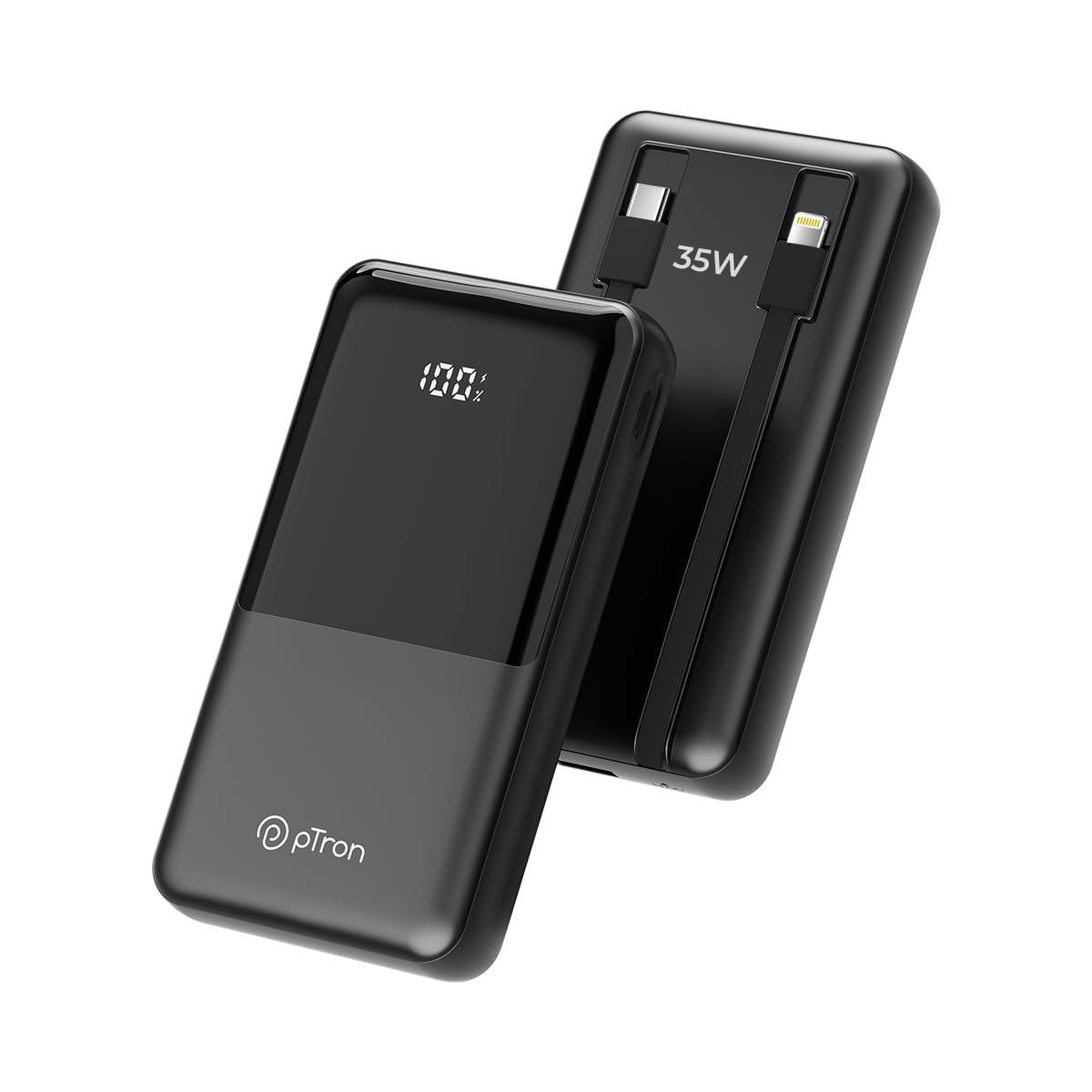 pTron Dynamo Bolt 20000mAh Power Bank, Inbuilt Charging Cables, 35W Super Fast Charging,USB Type-C Input Power Bank Compatible with QC3.0/PD3.0,4 Charging Outputs,Type-C Input/Output Port (Coal Black)-image-19