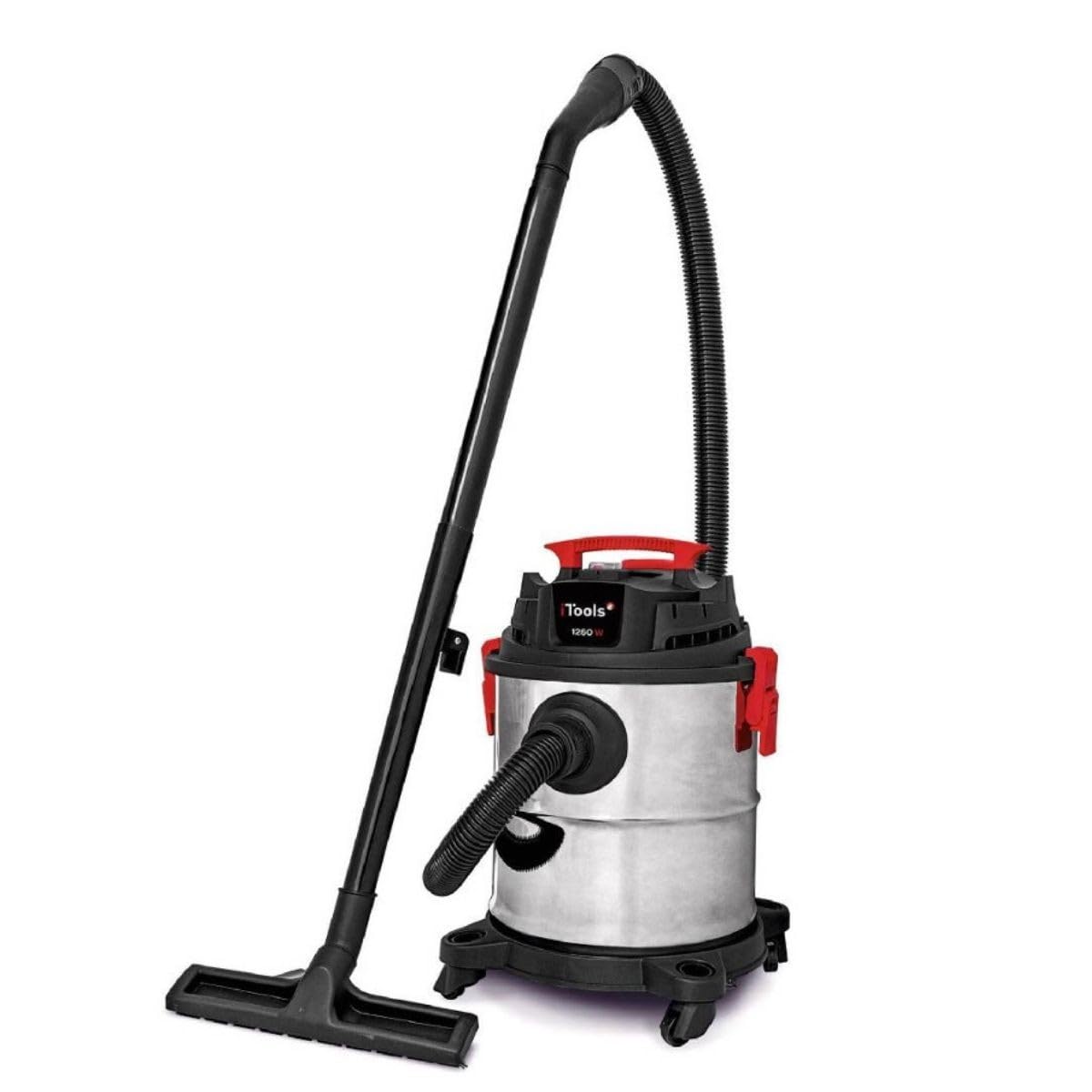 ITOOLS Aspirapolvere Acqua e Polvere 20L 1250W Inox Aspirazione 18kPa Soffiatore Integrato Filtro HEPA Serbatoio Acciaio Inox IPX4 Atelier Casa Cantiere