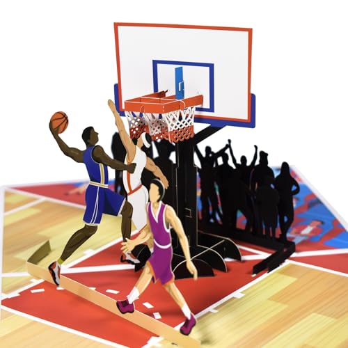 GREETING ART Basketball Pop Up Card,Basketball Birthday Card for Sports Fan