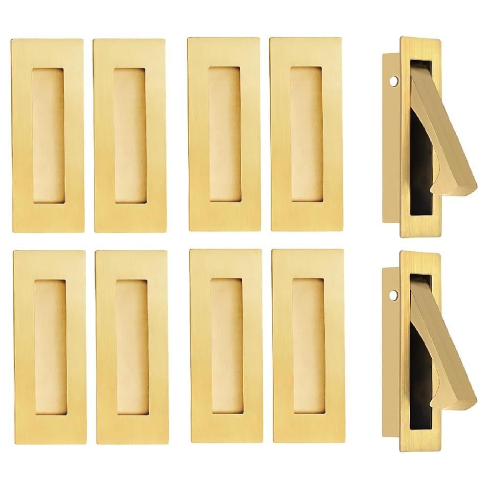 UDSKNV[KSL Stainless Steel Square Concealed Handle Sliding Door,Built-in Push-Pull Mechanism for Wardrobe& Drawer Applications Hidden