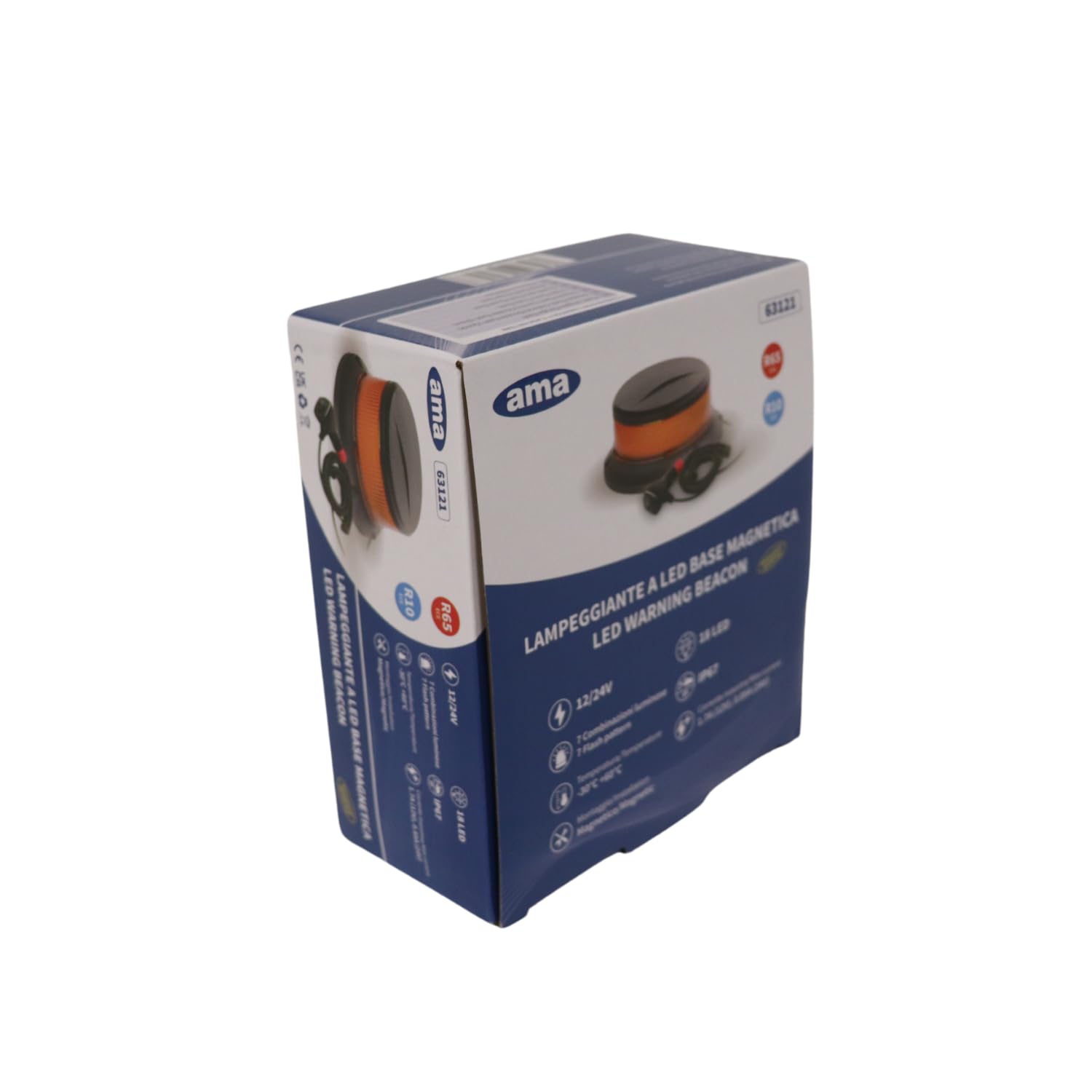 Lampeggiante LED Ama 18 12-24V Base Magnetica Alluminio IP67
