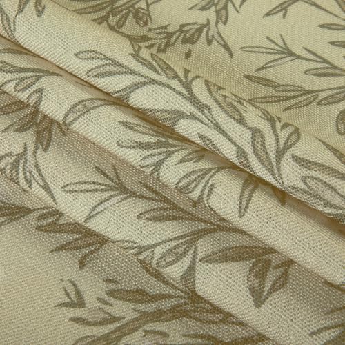 Image of TWOPAGES Pinch Pleat Leaf Print Cafe Curtains, Travertine, 26W x 45L