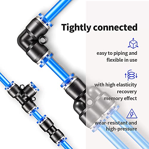 CGELE Pneumatic Tubing Blue PU Air hose Pipe Tube Kit 1/4 inch OD 1/6 inch ID 39.4ft/12 Meter for Air Line or Fluid Transfer