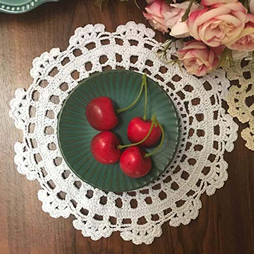 Damanni Round Cotton Handmade Crochet Lace Tablecloth Doilies Placemats,4Pc,10 Inch,White #TOP1