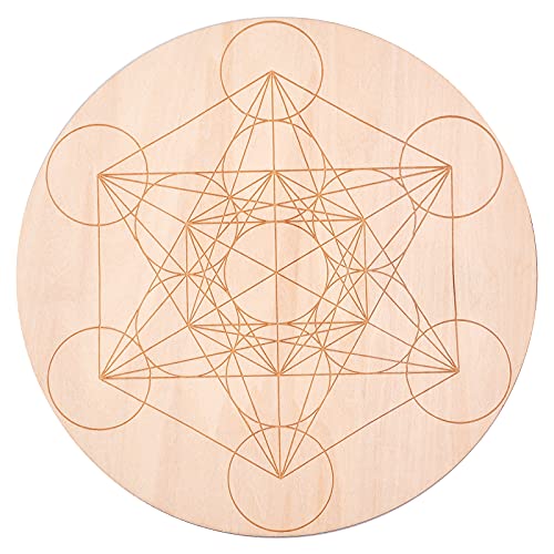 GORGECRAFT Star Pendulum Board Wooden Divination Metaphysics Message Board Wood Carving Board Divination Witchcraft Altar Coaster Eco-Friendly Anti-Scalding Flat Round Shape 7.8inch BurlyWood