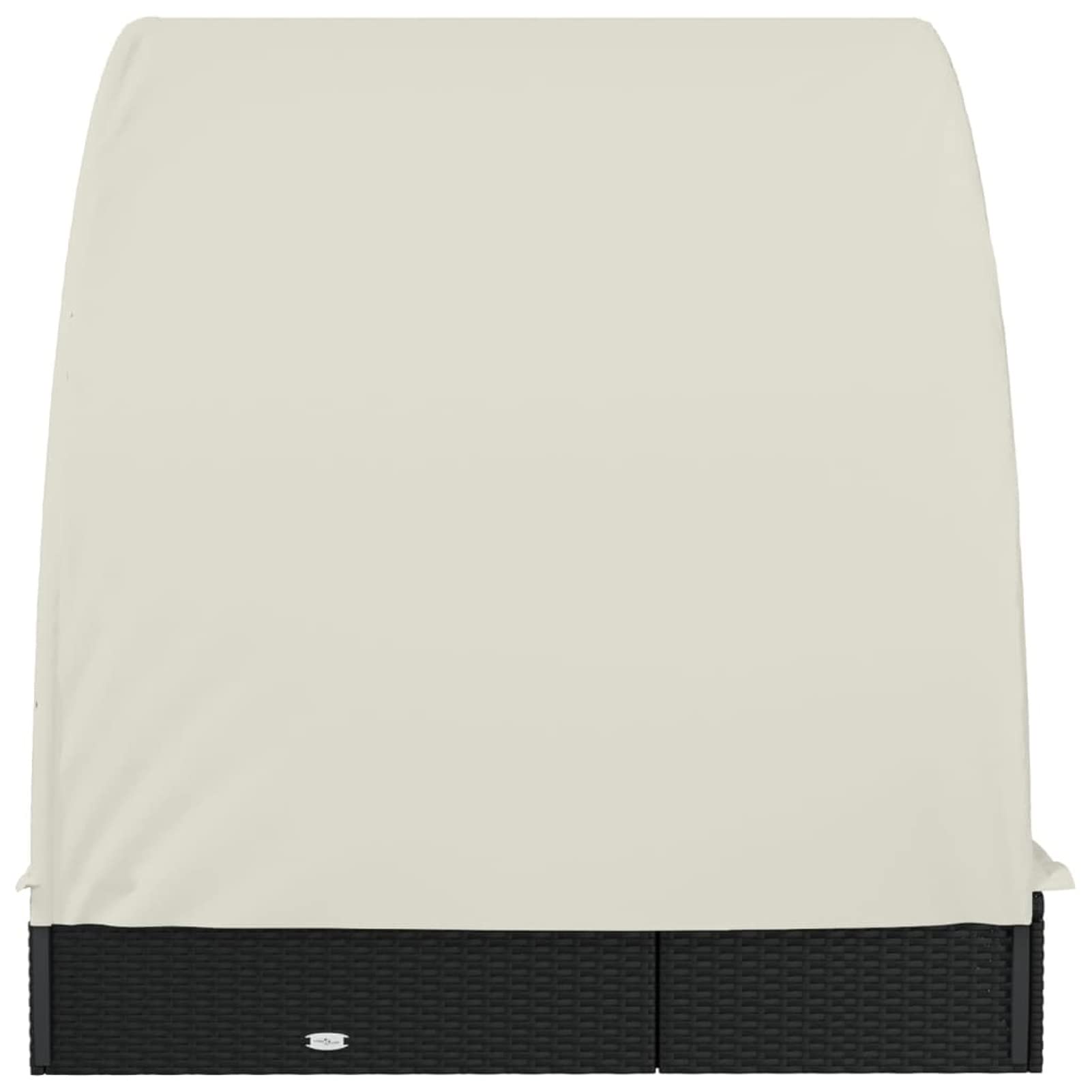 Homgoday Lit double toit rond noir 211 x 112 x 140 cm en polyrotin, chaises longues, canapé-lit, chaises de jardin, lit de piscine, lit de jardin