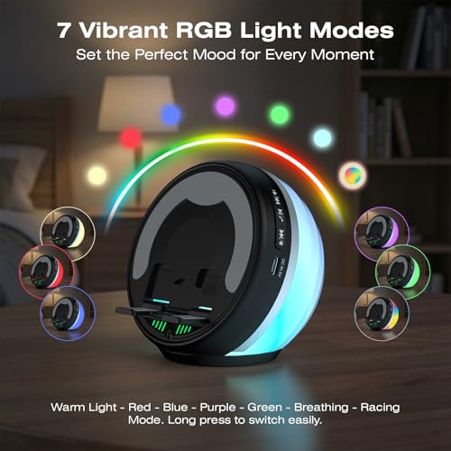 Image of Wireless Induction Speaker with Phone Stand, RGB Bluetooth Desk Speaker | No Bluetooth Pairing, Instant Sound Boost, Great for calls, podcasts, and videos, Unique Gift for Men, Dad, Mom, Office