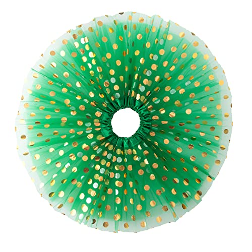 Jastore® Girls' Polka Dot Tutu Glitter Ballet Triple Layer Tulle Dance Skirt (3-10 Years, Green)
