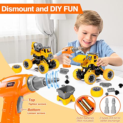 LUDILO 4PCS Take Apart Toys for 4 Year Old Boys Construction Toys with Electric Drill DIY Assembly Building Stem Toys Trucks Gifts for 3 4 5 6 7 8 Year Old Boys Girls Kids Learning Educational Toys - Image 3